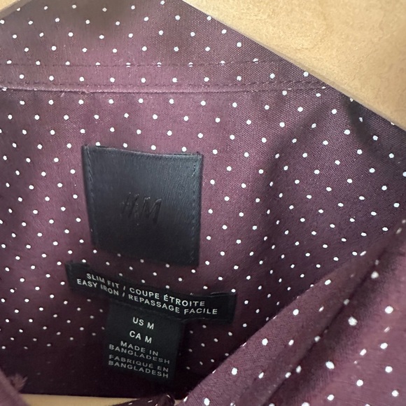 H&M Maroon Microdot Long-Sleeve Dress Shirt - Picture 3 of 3